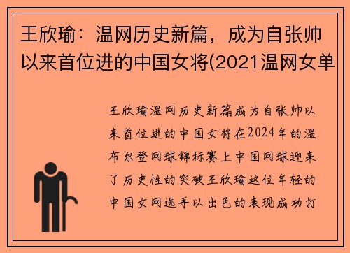 王欣瑜：温网历史新篇，成为自张帅以来首位进的中国女将(2021温网女单)